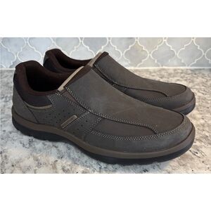 NWT ROCKPORT Mens Brown Get Your Kicks Round Toe Slip On Leather Loafers 7.5